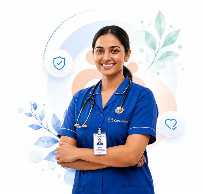 Care professional providing compassionate home nursing