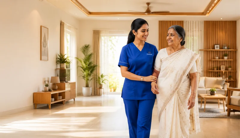 A Carevinco home nurse supporting an older couple