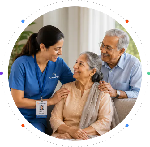 Nurse caring for an elderly couple at home