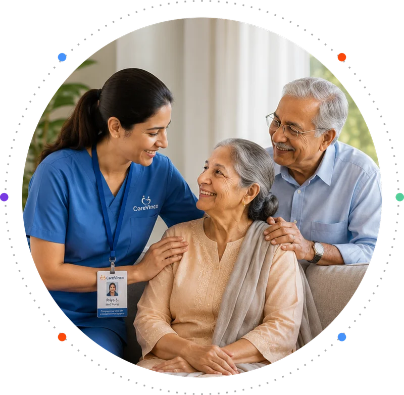Caregiver supporting an older adult at home